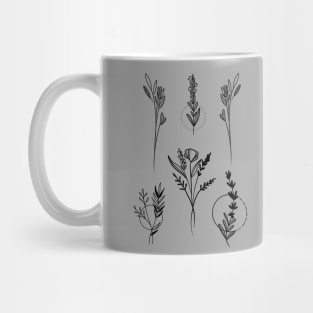 Botanical Tattoo style, forestcore, best friend gift, flower tshirt Mug